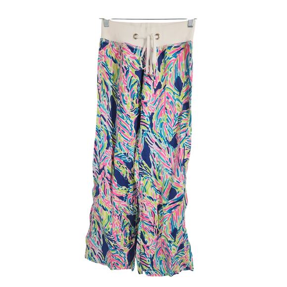 Lilly Pulitzer Linen The Beach Pant Palm Reader Wide Leg Pants Extra Small XS - Picture 1 of 6